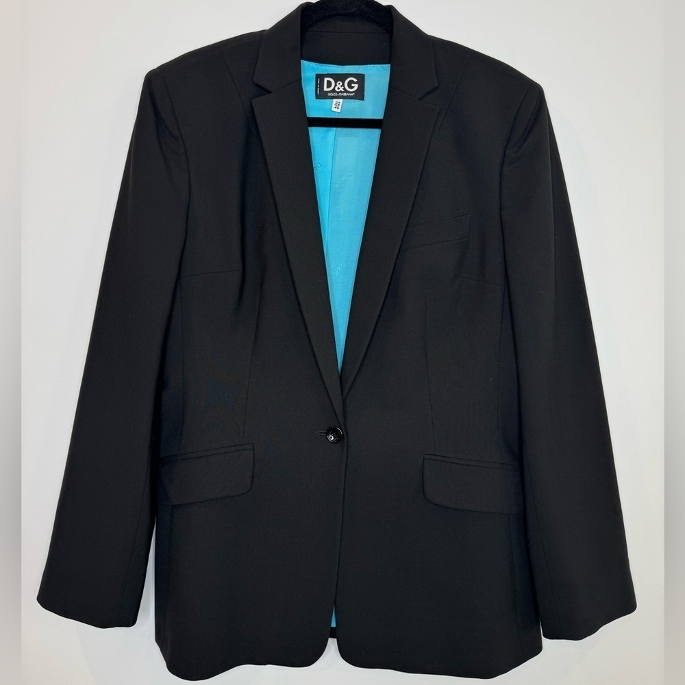 Dolce & Gabbana Black wool blend contrasting lining Ittierre Blazer size 32